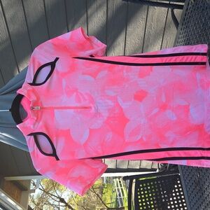 Women's Tail Golf Top With Cutouts, Vibrant Salmon, Color Half Zip Size Medium